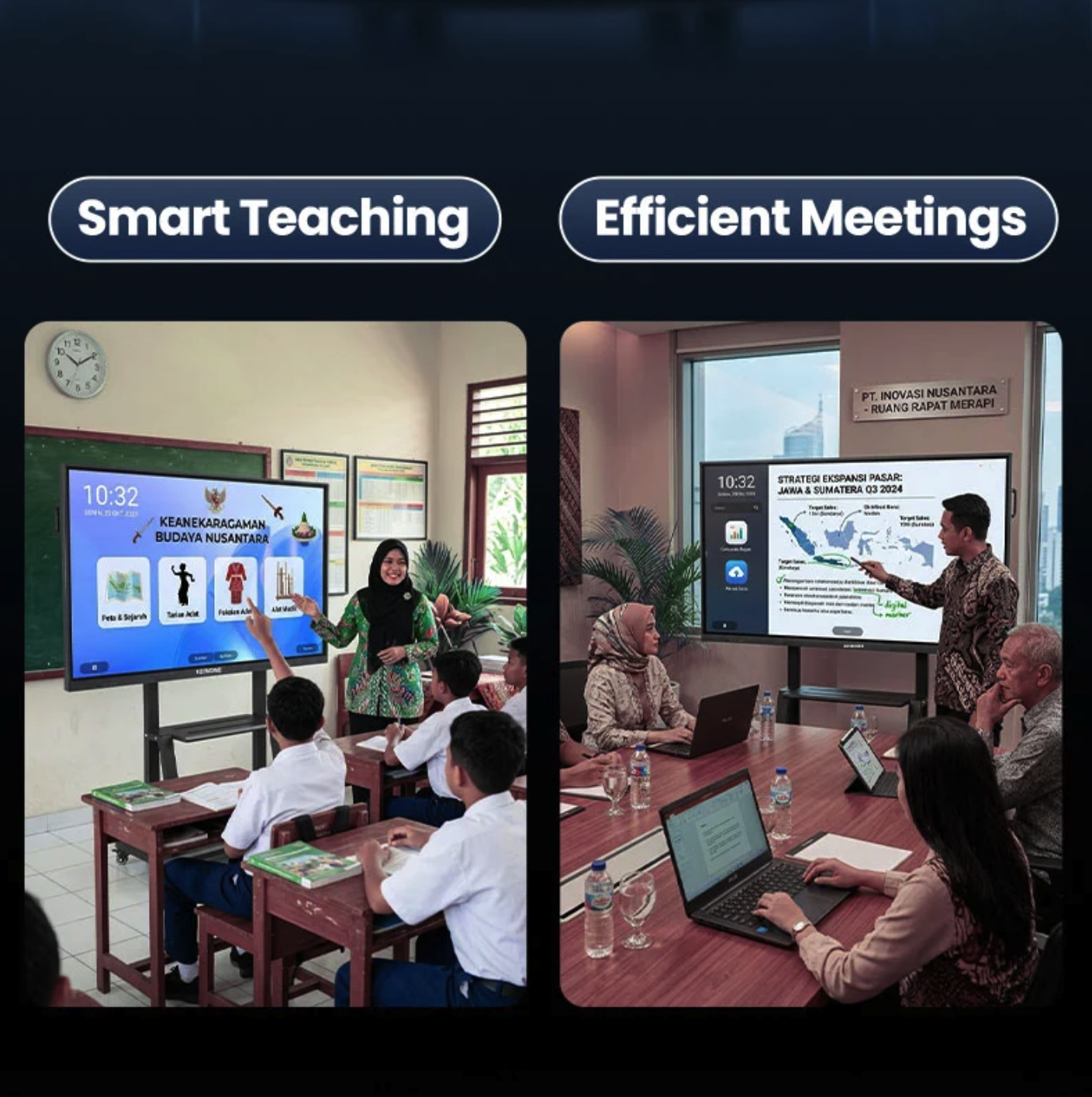 Interactive flat panel untuk mengajar di kelas dan rapat kantor