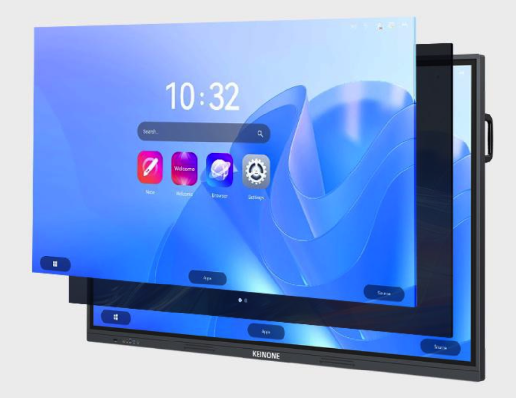 Smart board KEINONE layar sentuh 4K dengan tampilan Android 14